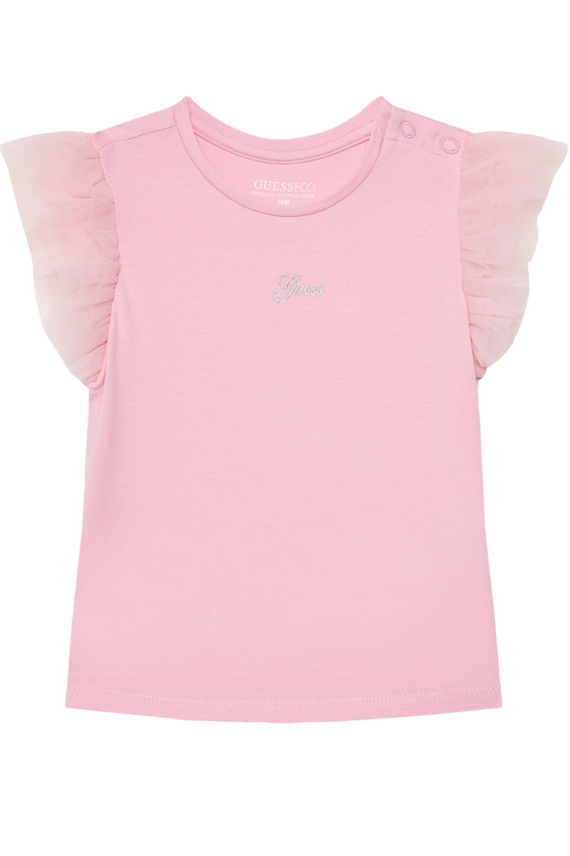 T-shirt girocollo da neonata e bambina con maniche con volant K5GI18K6YW4