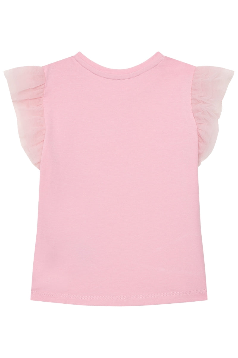 T-shirt girocollo da neonata e bambina con maniche con volant K5GI18K6YW4