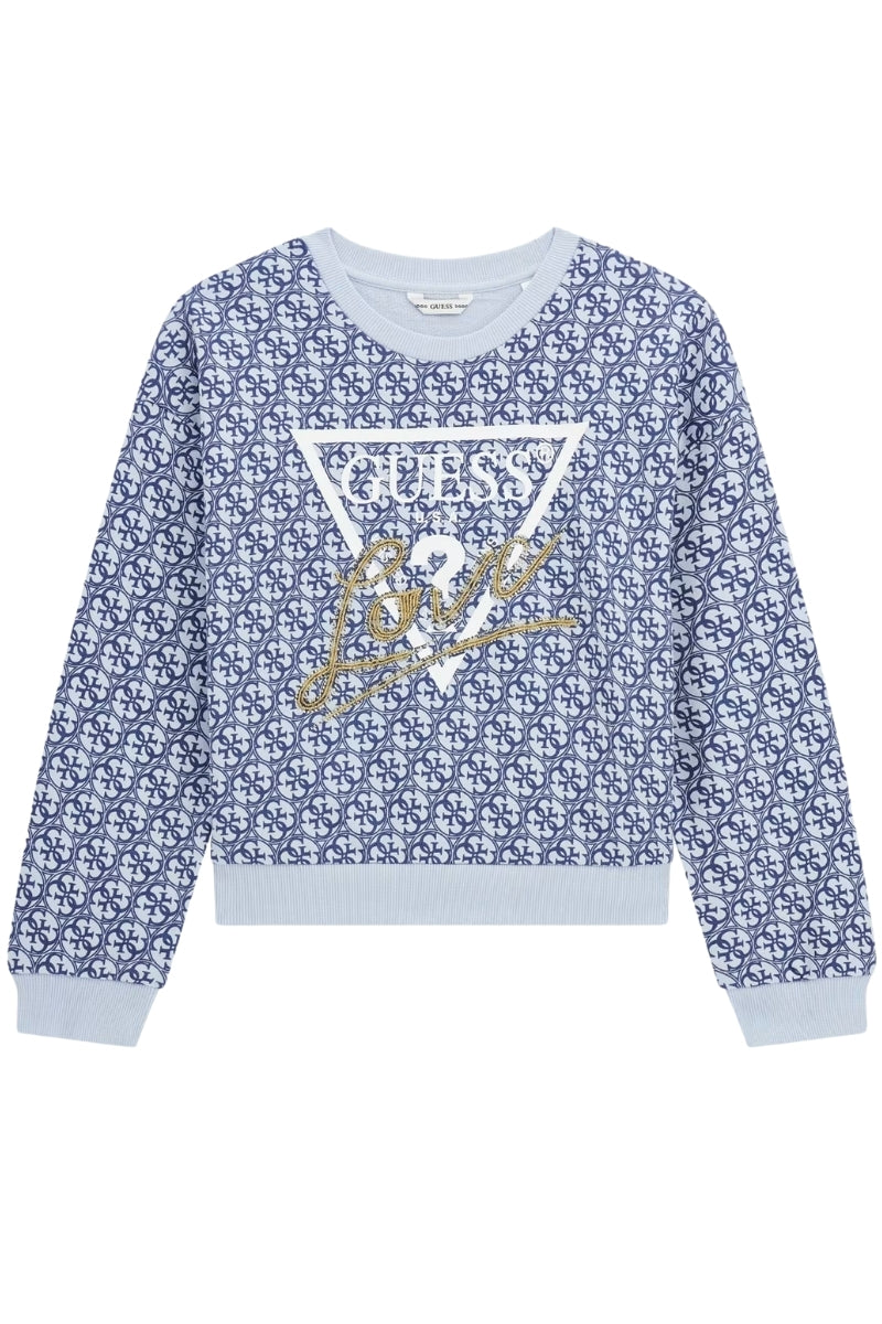 Felpa girocollo da bambina e ragazza con stampa geometrica con logo 4G all over J5RQ06KA6R4