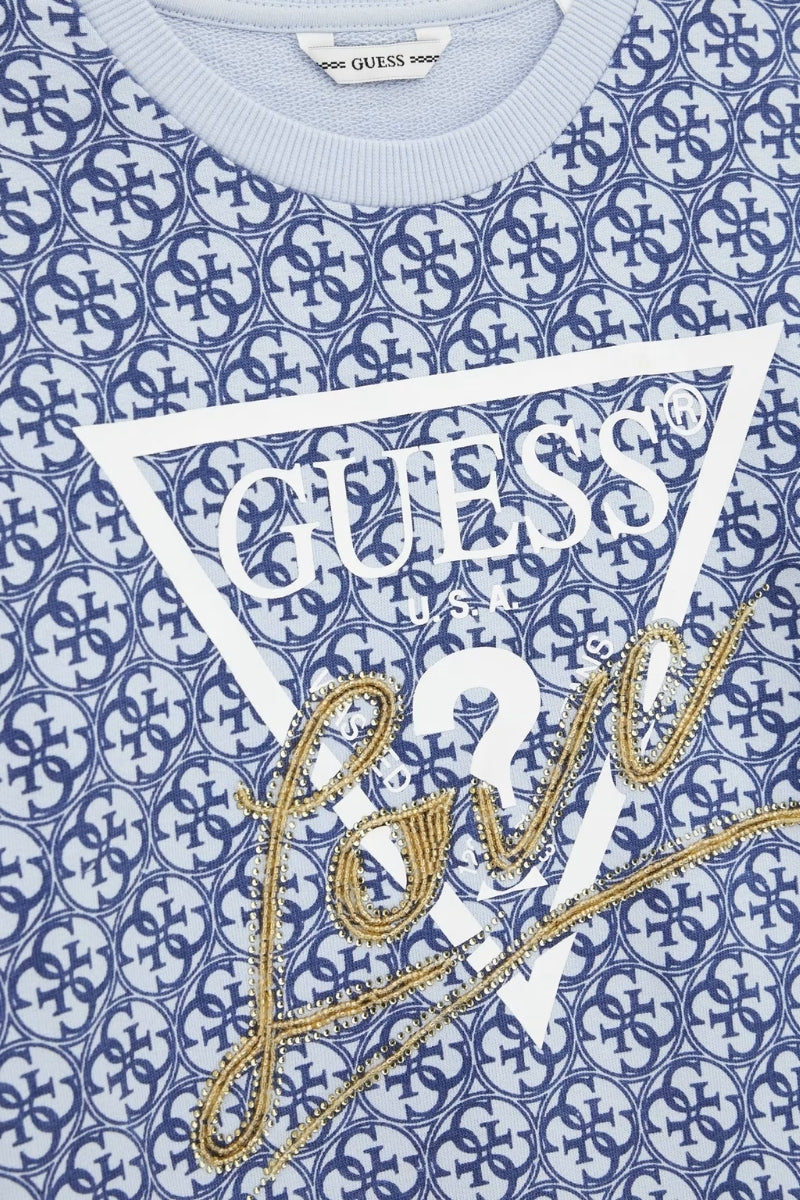 Felpa girocollo da bambina e ragazza con stampa geometrica con logo 4G all over J5RQ06KA6R4
