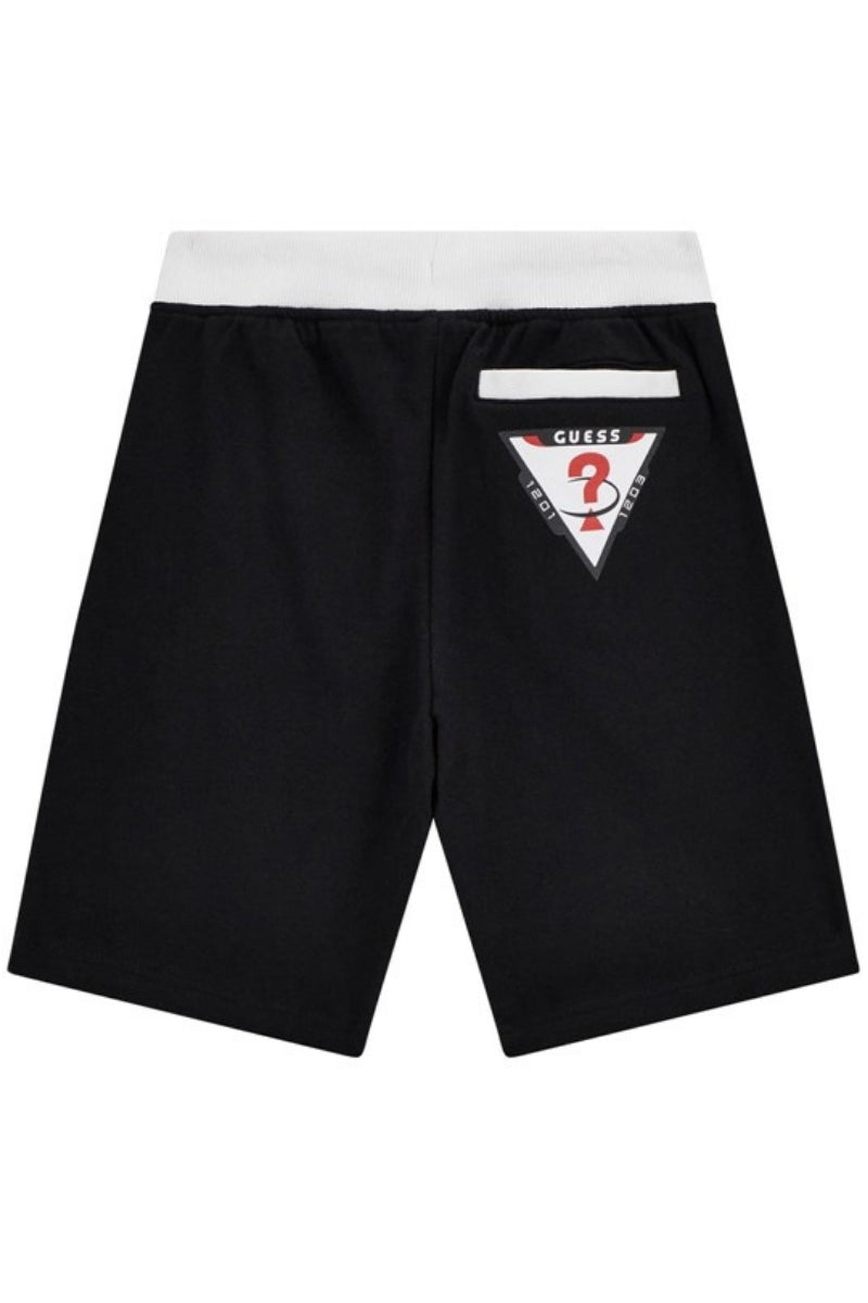 Bermuda da ragazzo in cotone con fasce laterali con colore a contrasto e maxi logo lettering L5RD01KA6R4