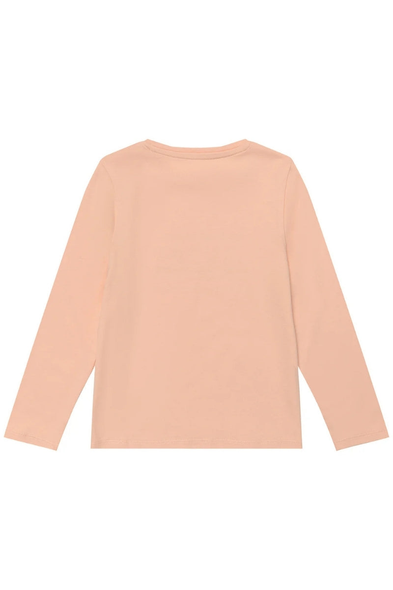 Maglia girocollo da bambina con maxi logo lettering sul davanti e stampa con cuoricini K5RI04K6YW4