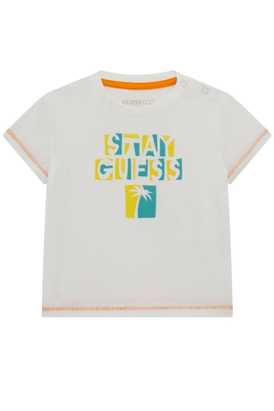 T-shirt girocollo da neonato a maniche corte con cuciture a contrasto I5GI02K8HM4