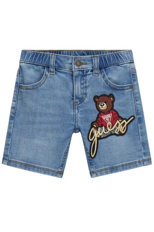 Bermuda da neonato e bambino in denim con ricamo con logo e orsacchiotto N5GD14D4CA0