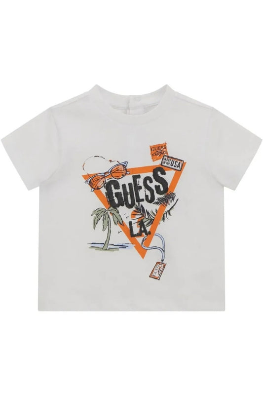 T-shirt girocollo da neonato con stampa con triangolo logato a fantasia I5GI00K8HM4