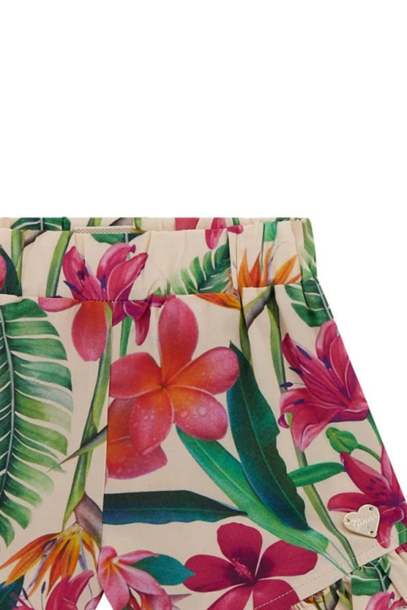 Shorts da neonata e bambina in viscosa con stampa floreale all over multicolor K5GD06WG5S2