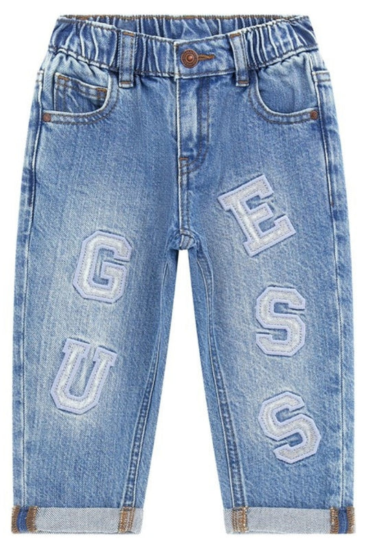 Jeans da neonata e bambina con patch logo lettering ricamate N5RA03D45E0