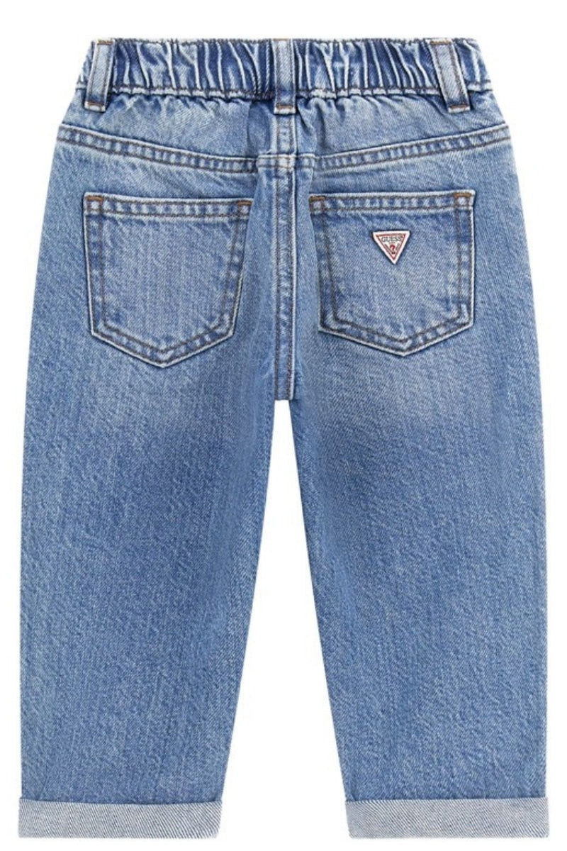 Jeans da neonata e bambina con patch logo lettering ricamate N5RA03D45E0