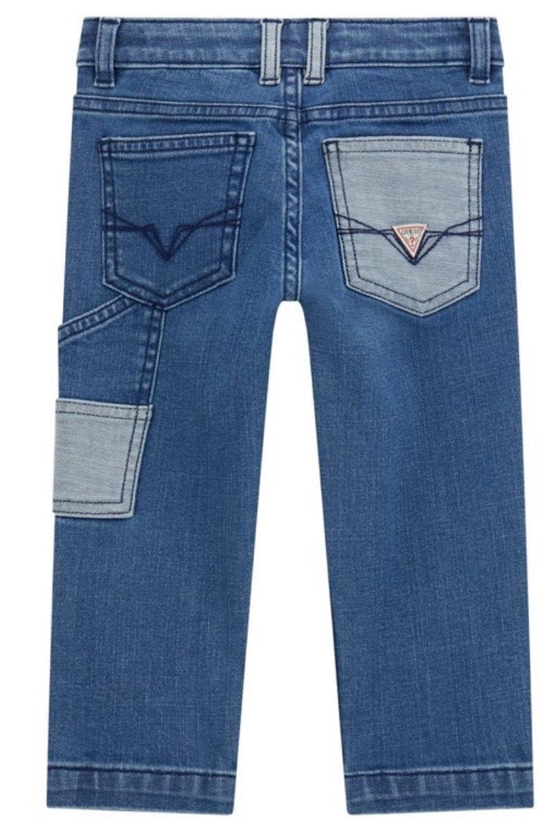 Jeans da bambino in denim elasticizzato con dettagli a contrasto e vestibilità oversized N5RA09D5G90