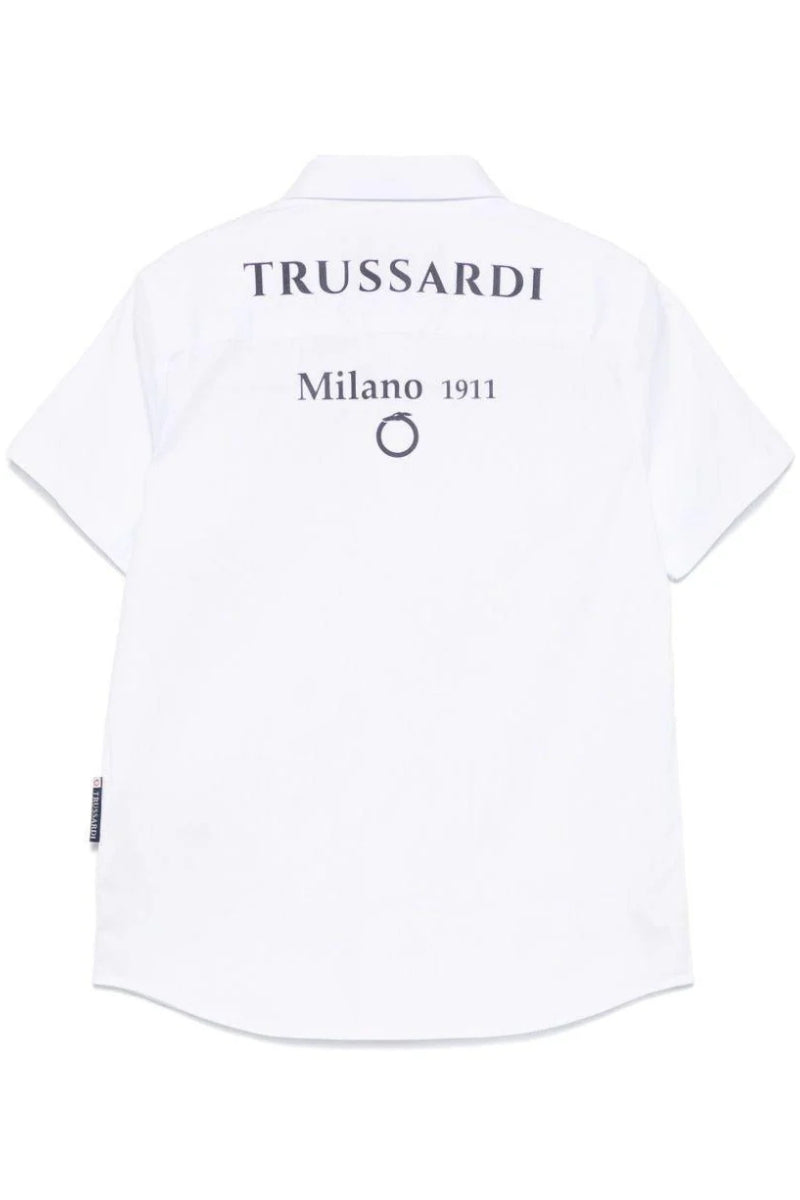 Camicia da bambino a maniche corte con maxi logo lettering sul retro TBP25050CA