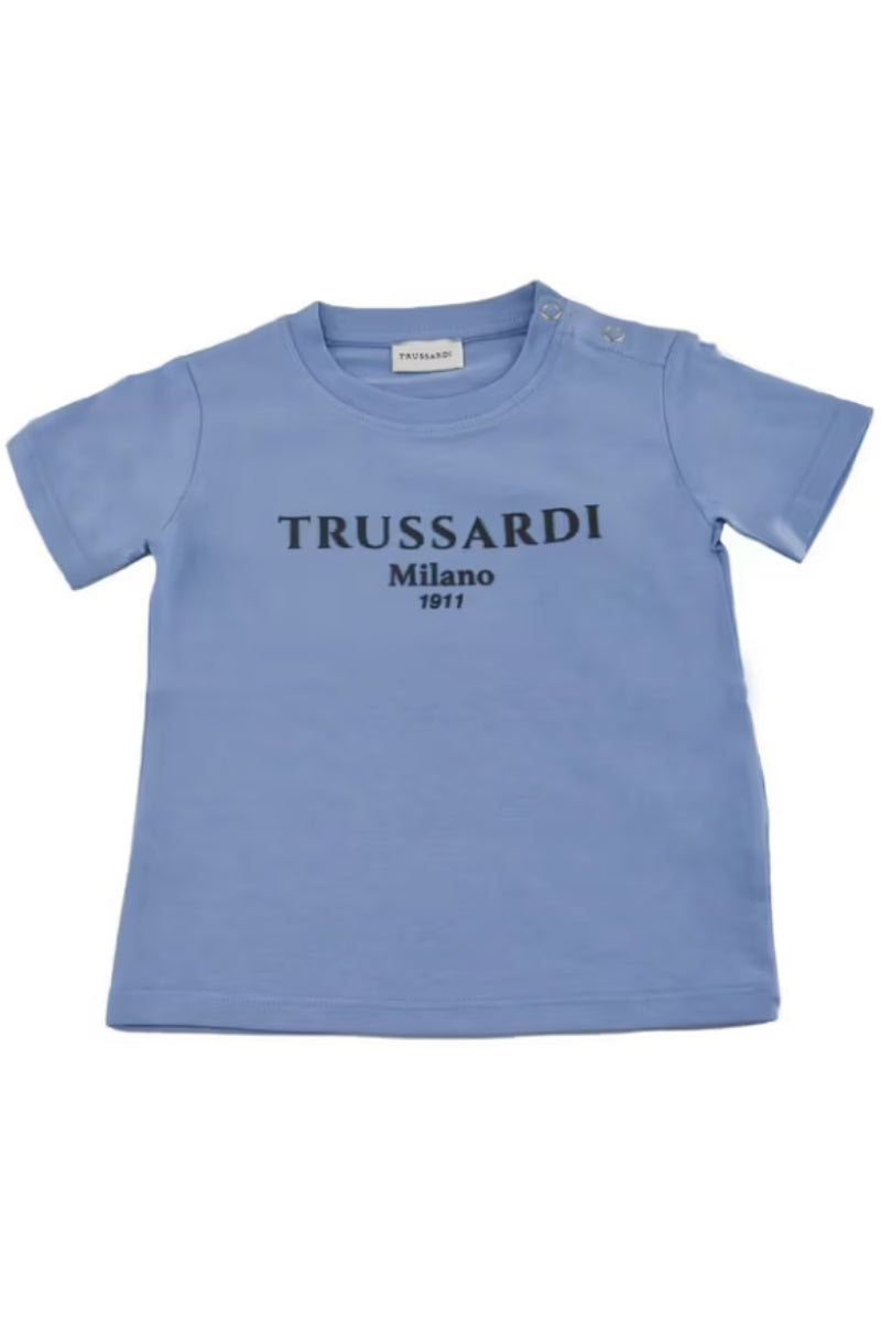 T-shirt basic girocollo da neonato con bottoni automatici e logo lettering TIP25011TS