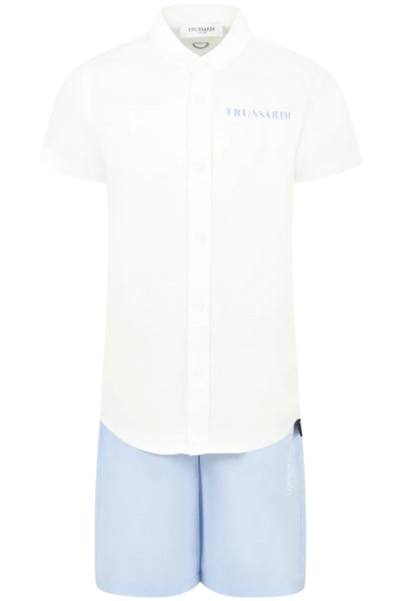 Completo da ragazzo due pezzi con camicia alla coreana e shorts TBP25013