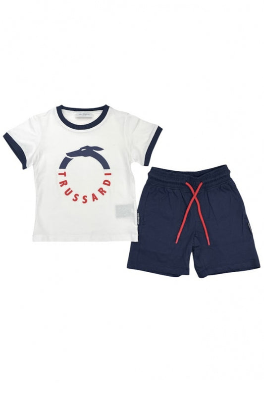 Completo da bambino t-shirt e bermuda con maxi logo frontale TBP25139CJ