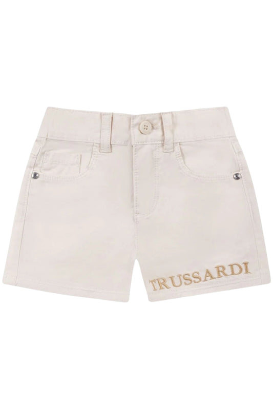 Bermuda da neonato con maxi logo lettering ricamato a sinistra TIP25041BE