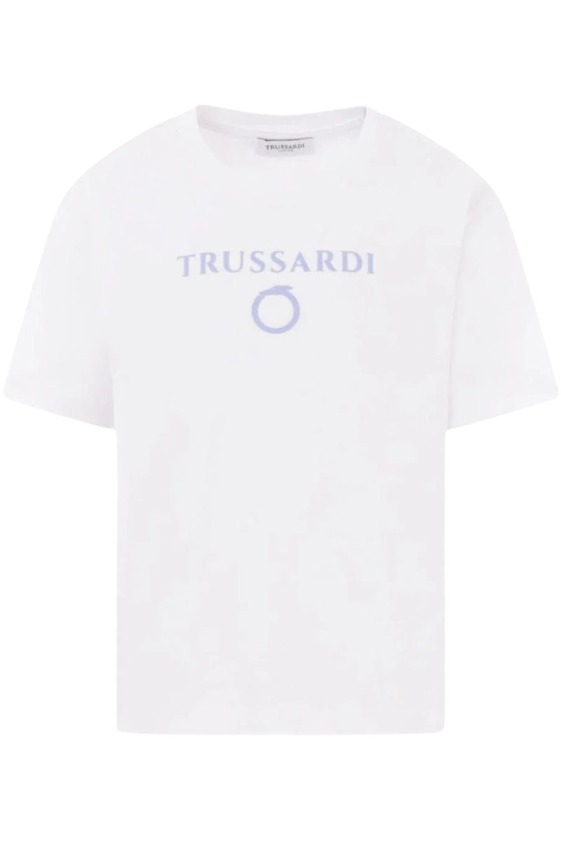 T-shirt girocollo da ragazzo con maxi logo lettering frontale TBP25030