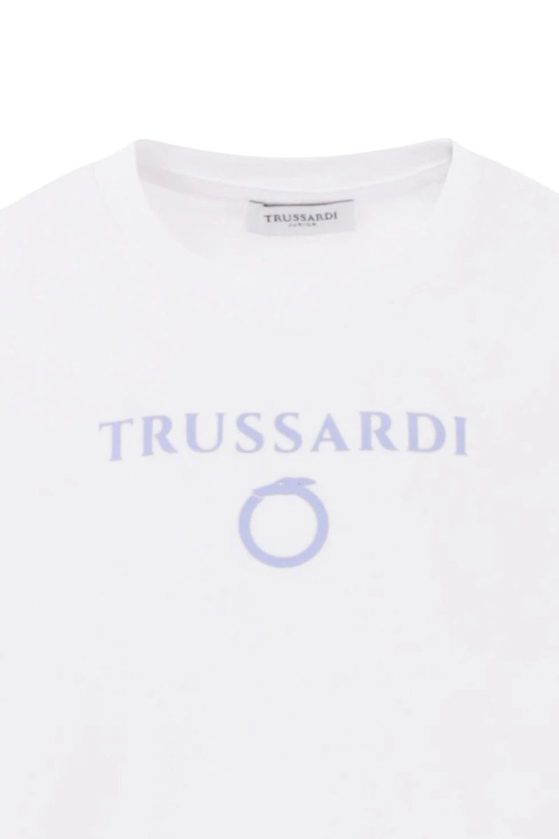 T-shirt girocollo da ragazzo con maxi logo lettering frontale TBP25030