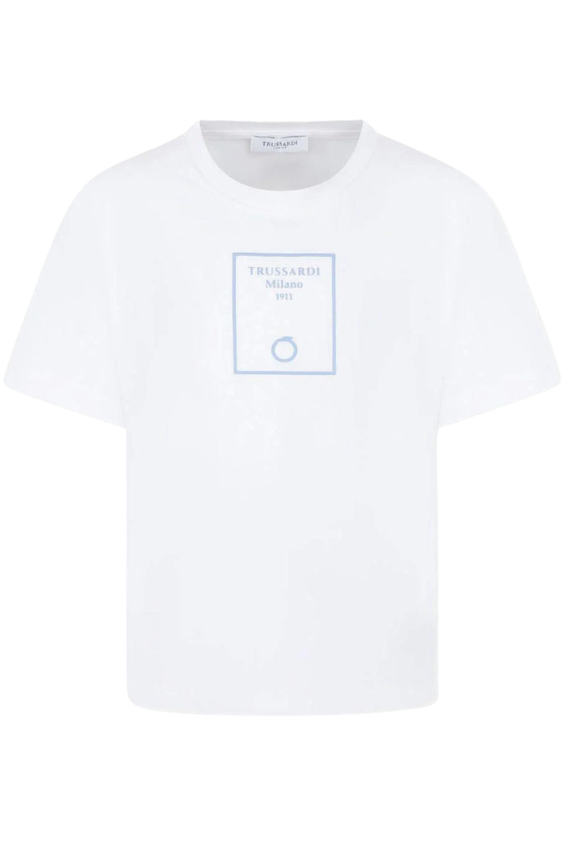 T-shirt girocollo basic da bambino con logo sul davanti TBP25025TS