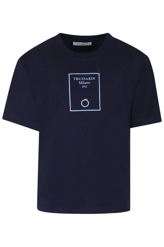 T-shirt girocollo basic da bambino con logo sul davanti TBP25025TS