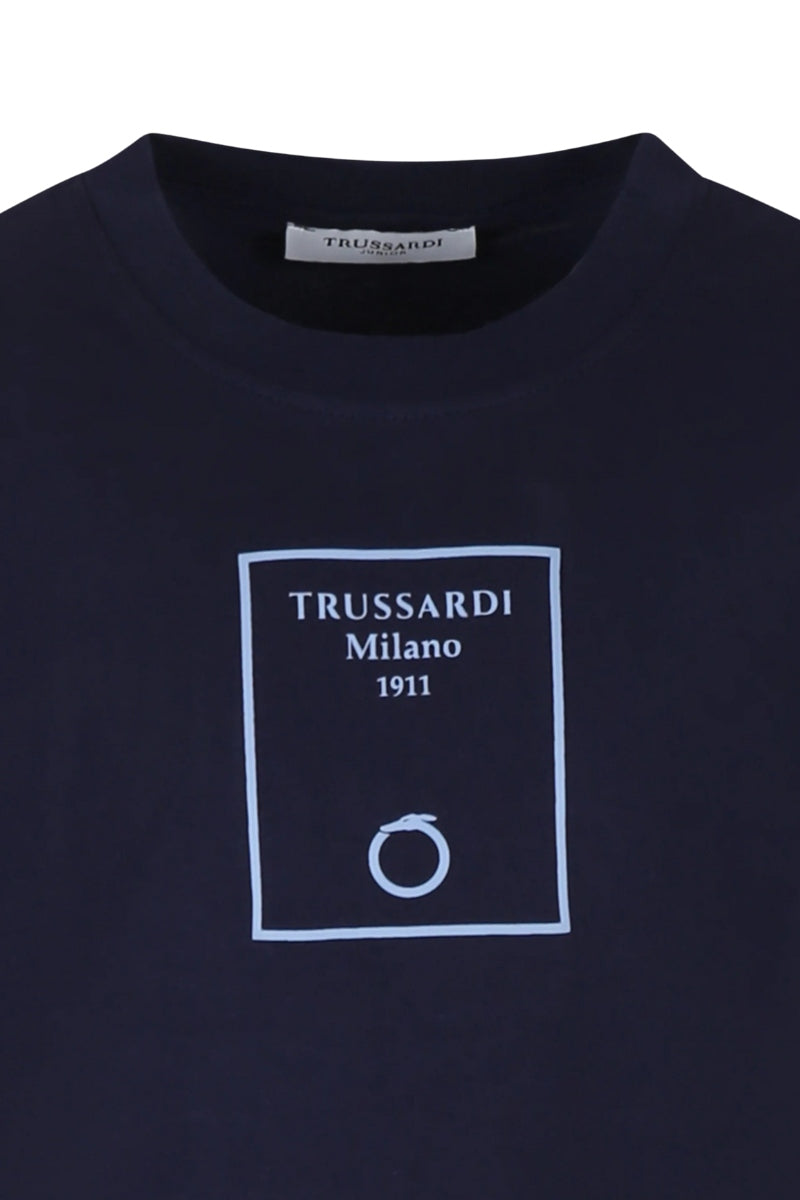T-shirt girocollo basic da bambino con logo sul davanti TBP25025TS