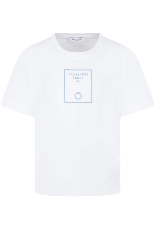 T-shirt girocollo basic da ragazzo con logo sul davanti TBP25025