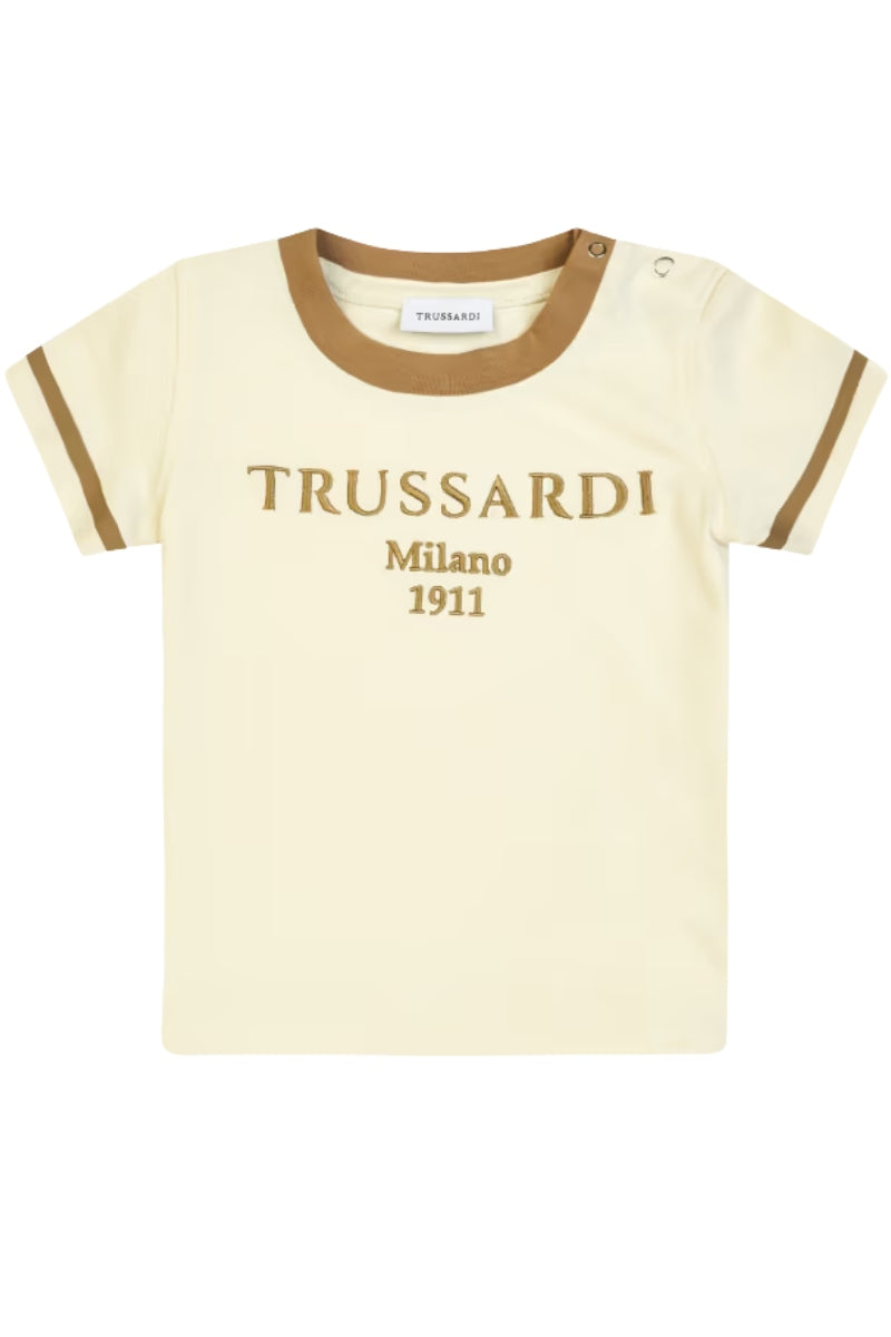 T-shirt girocollo da neonato con bottoncini automatici laterali TIP25033TS