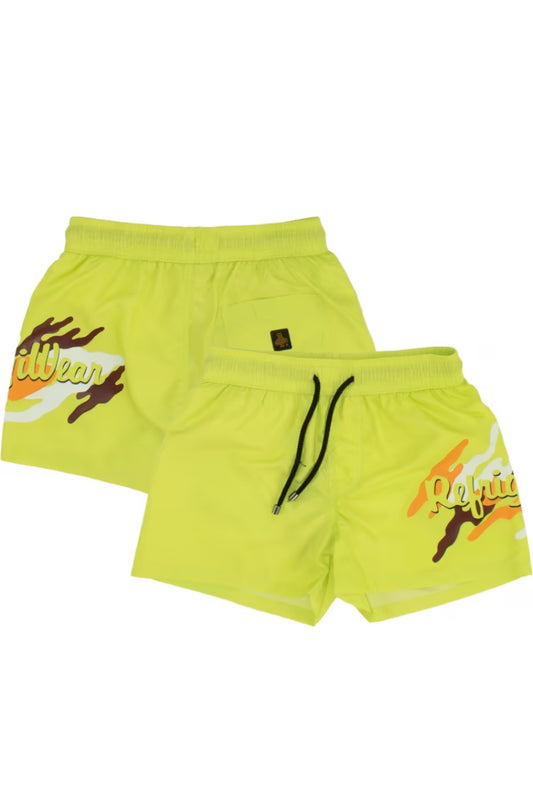 Costume da bagno da ragazzo con maxi logo camouflage a sinistra 180ERMJS25