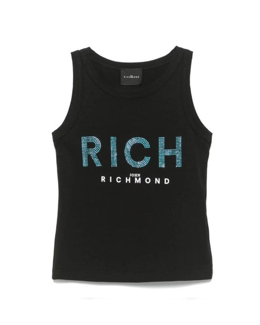 Canotta da ragazza con maxi logo RICH con strass RGP25133