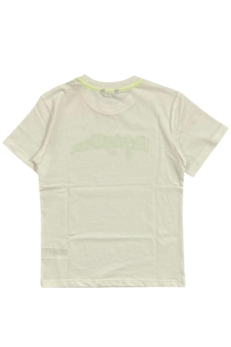 T-shirt da ragazzo con logo lettering fluo a contrasto 110TRMJS25