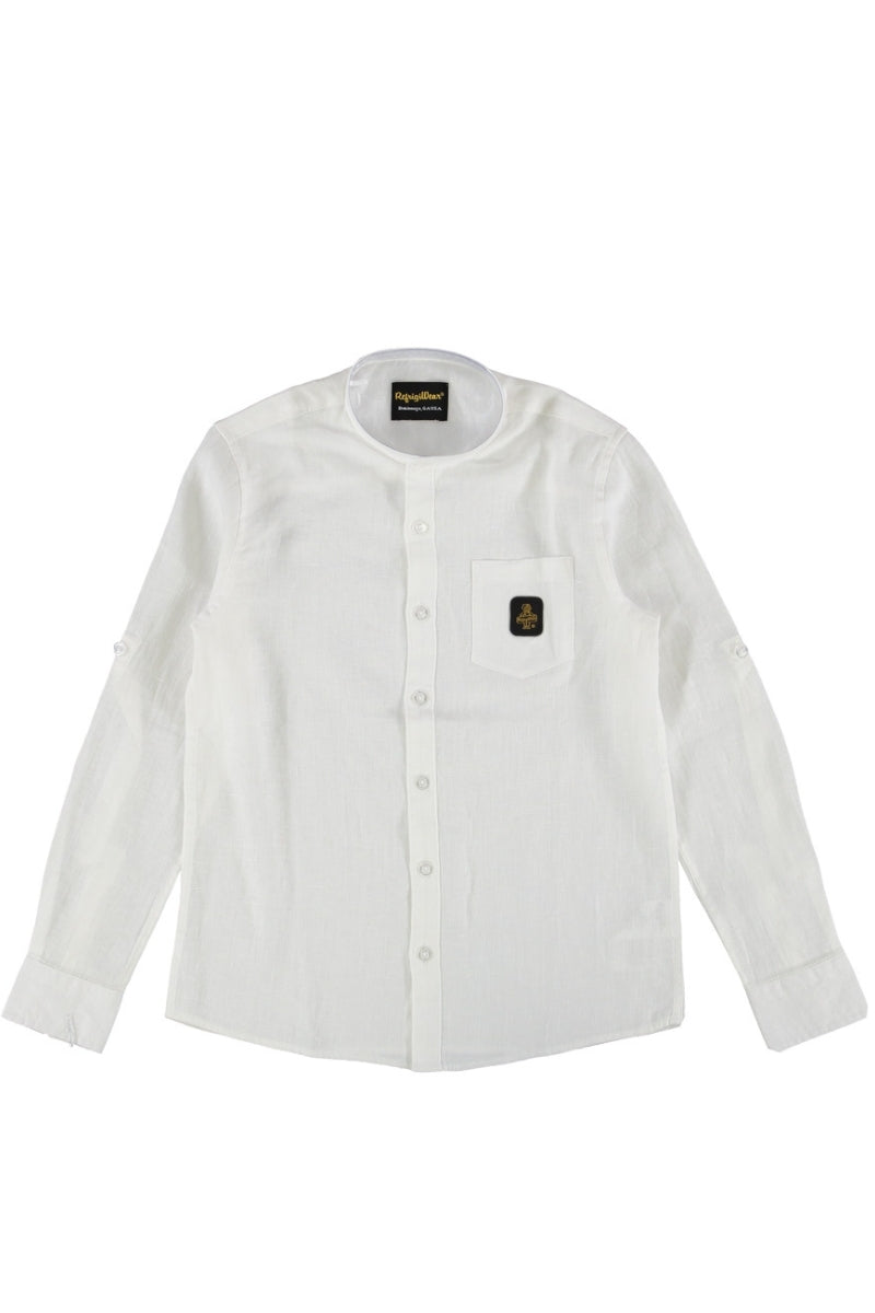 Camicia coreana da ragazzo con taschino frontale con patch logata 130SRMJS25