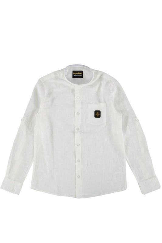 Camicia coreana da ragazzo con taschino frontale con patch logata 130SRMJS25