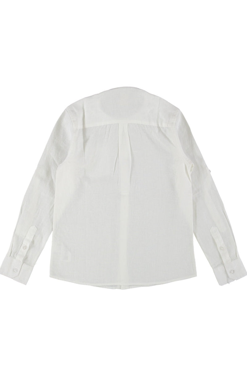 Camicia coreana da ragazzo con taschino frontale con patch logata 130SRMJS25