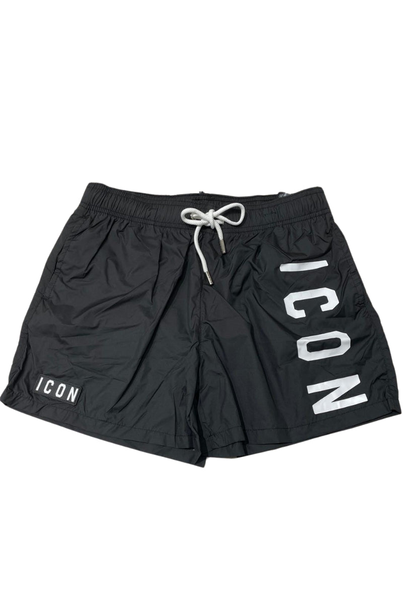 Costume da bagno modello boxer con maxi logo lettering a sinistra  IBCS00431
