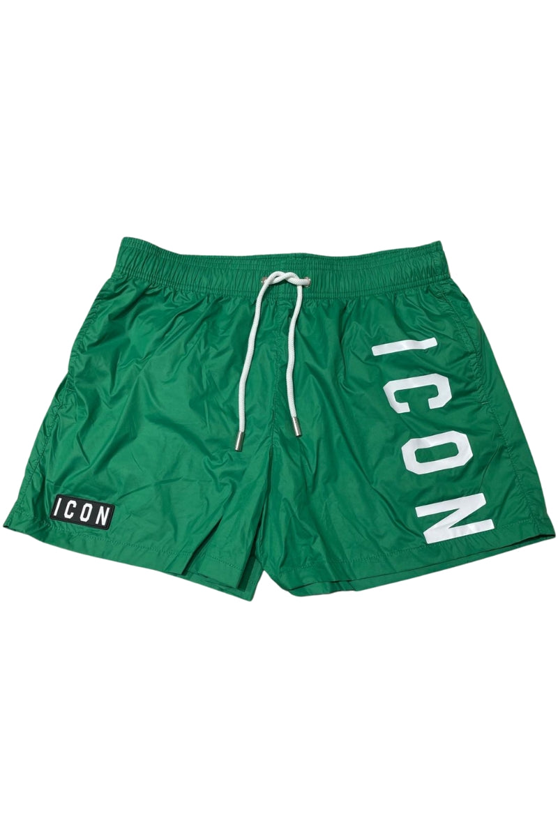 Costume da bagno modello boxer con maxi logo lettering a sinistra  IBCS00431