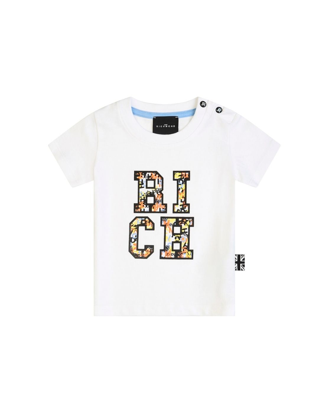 T-shirt girocollo da neonato con maxi logo RICH a fantasia RIP25051TS