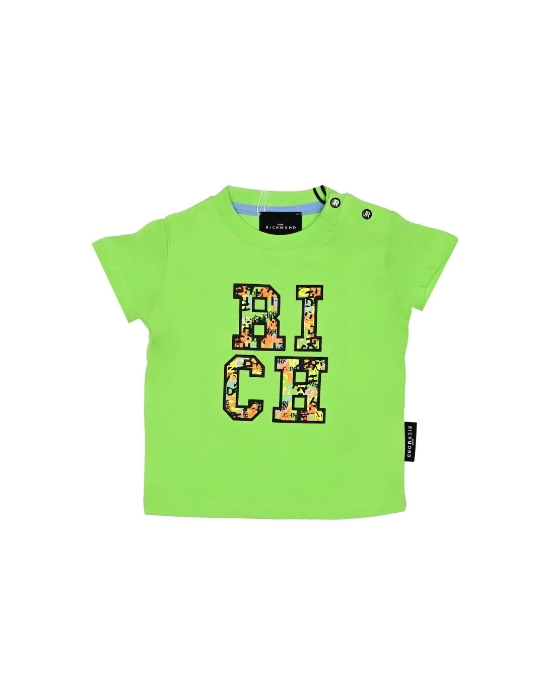 T-shirt girocollo da neonato con maxi logo RICH a fantasia RIP25051TS