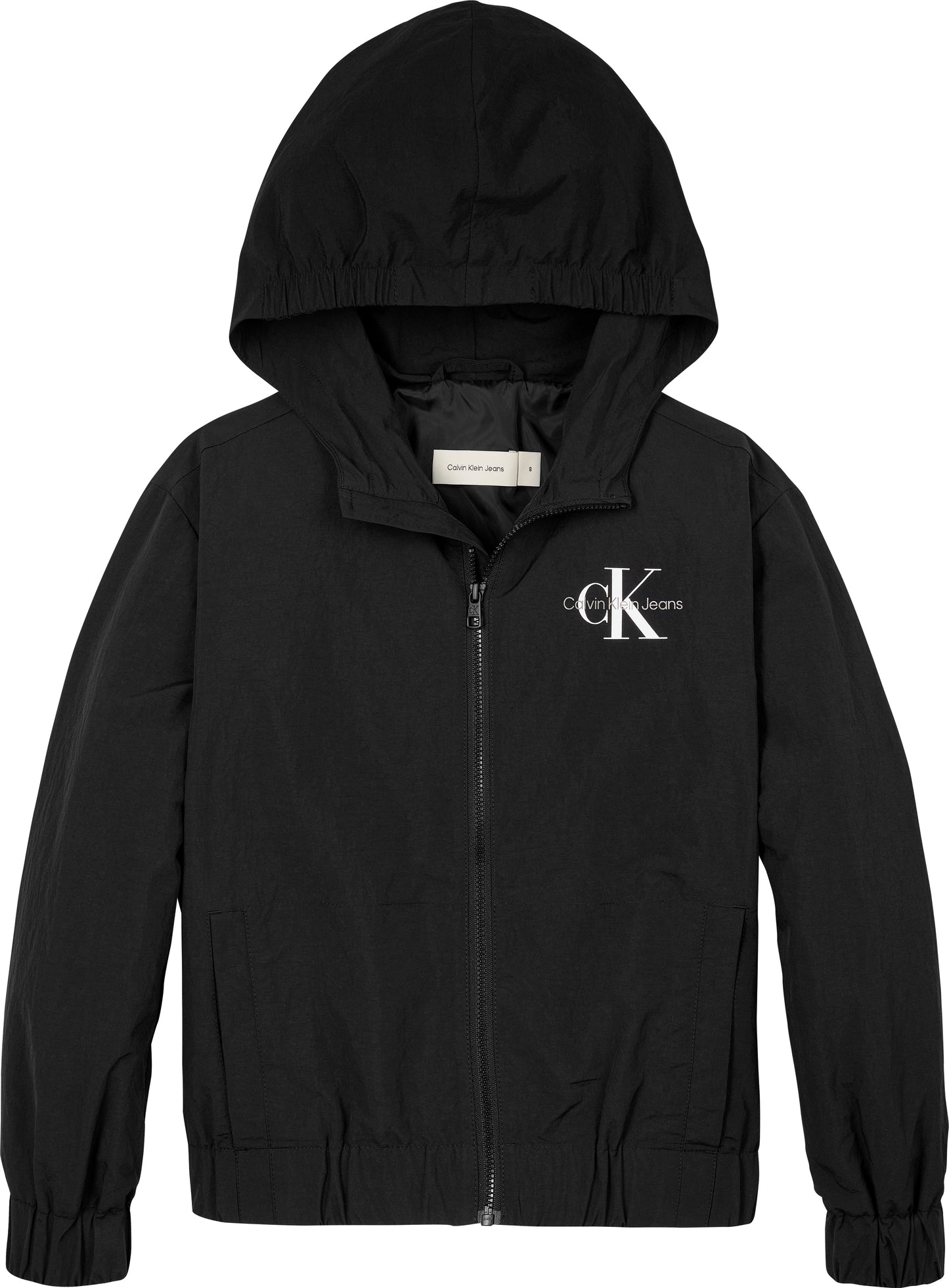 Giacca a vento da ragazzo in nylon con cappuccio e logo monogram - IB0IB02500