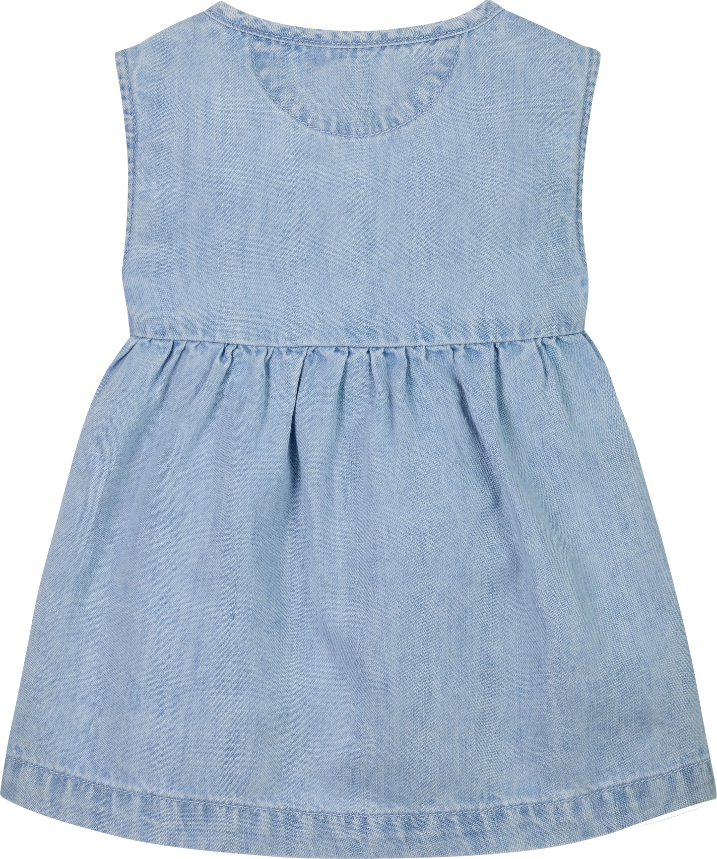 Abitino smanicato in denim da neonata con logo monogram sul petto - IN0IN00298