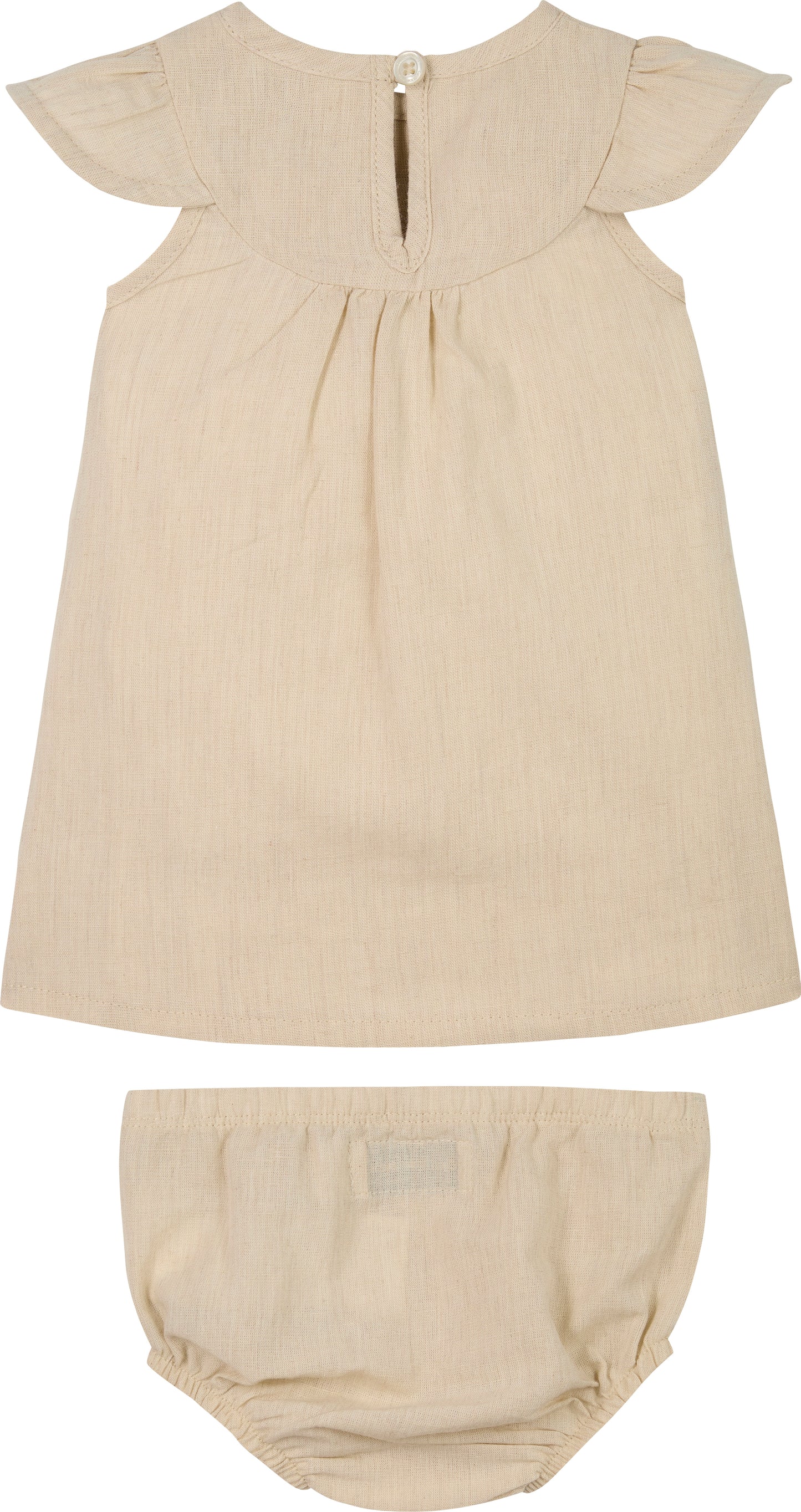 Completo due pezzi da neonata abitino e culotte in misto lino cotone - IN0IN00299