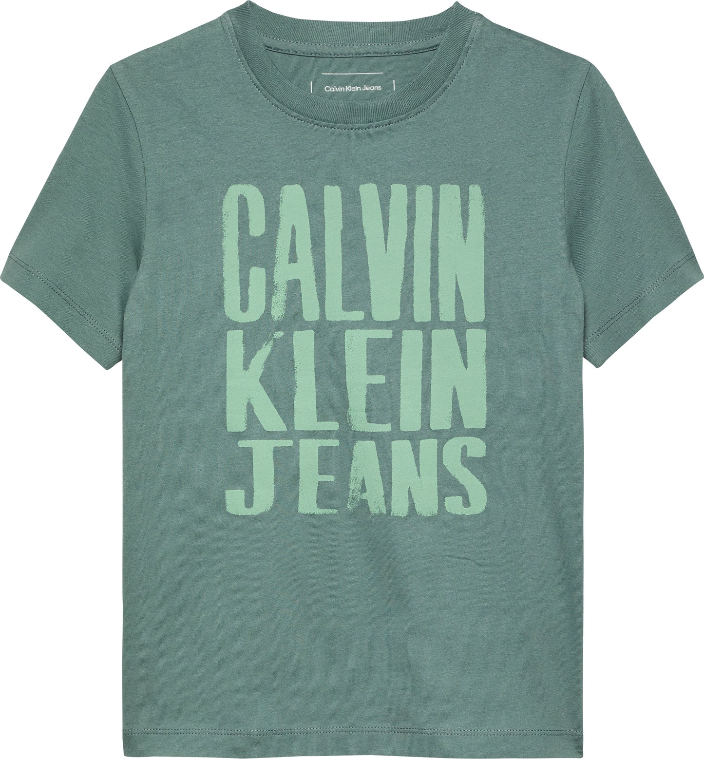 T-shirt girocollo da bambino e ragazzo a maniche corte con maxi logo lettering frontale - IB0IB02459