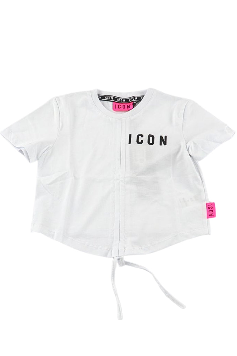 T-shirt da ragazza cropped con coulisse e arricciatura centrale IGKS00563