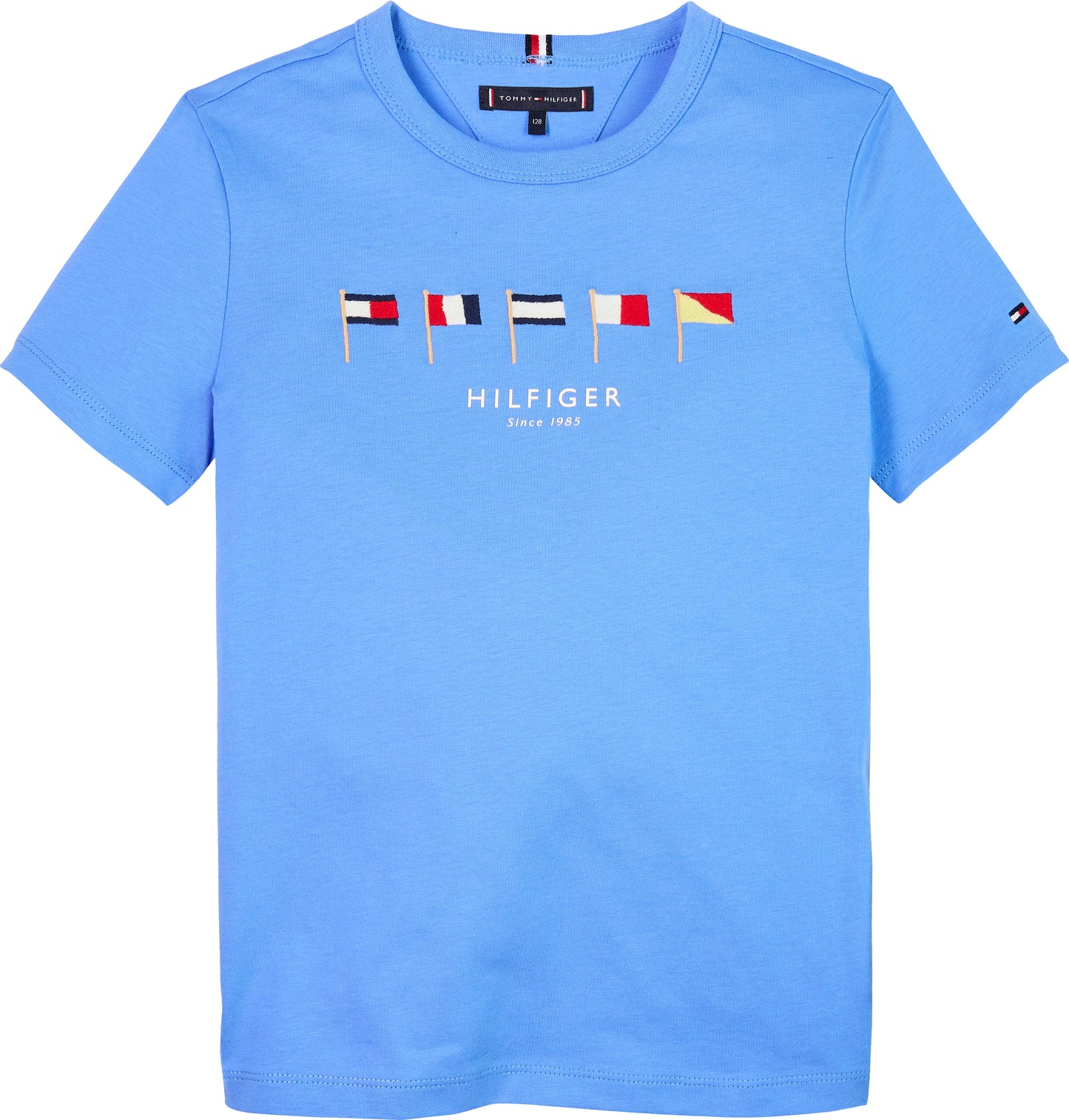 T-shirt girocollo da bambino con bandiere ricamate sul petto a maniche corte KB0KB09532