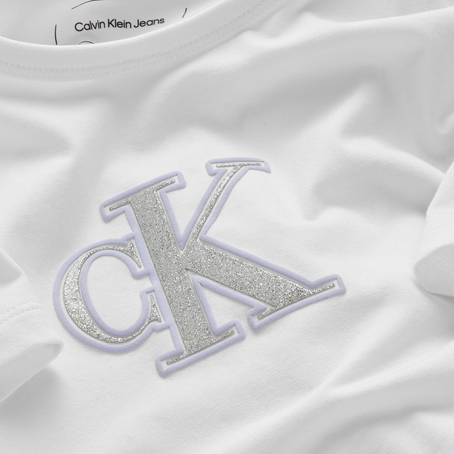 T-shirt da bambina e ragazza con logo monogram con brillantini sul davanti - IG0IG02863
