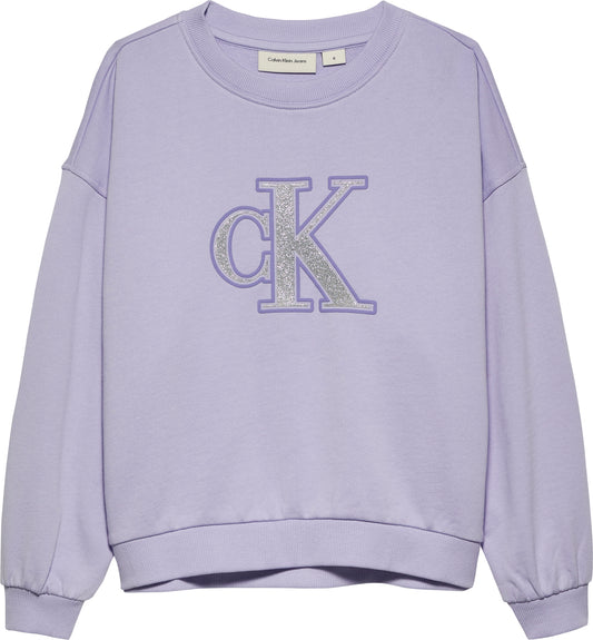 Felpa girocollo da bambina e ragazza a maniche lunghe con logo monogram - IG0IG02849