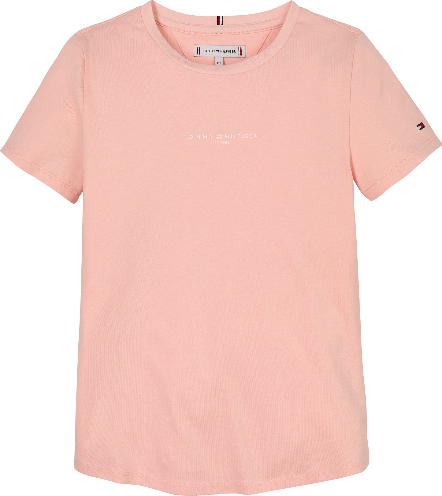 T-shirt girocollo da ragazza in puro cotone a maniche corte con logo lettering sul davanti KG0KG08527