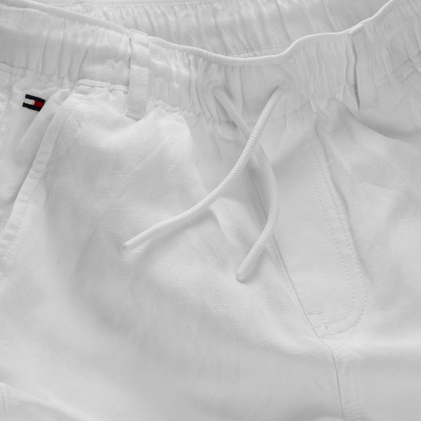 Pantaloni da ragazza in lino con cinta elastica con coulisse sul girovita KG0KG08425