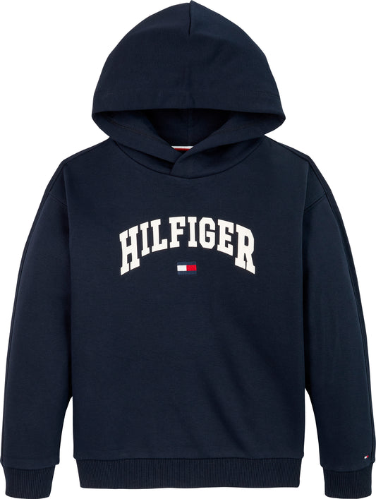 Felpa da ragazzo in misto cotone con cappuccio e maxi logo sul petto KB0KB09574