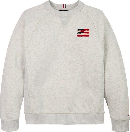Felpa girocollo da ragazzo regular fit in misto cotone con bandiera logata  KB0KB09571