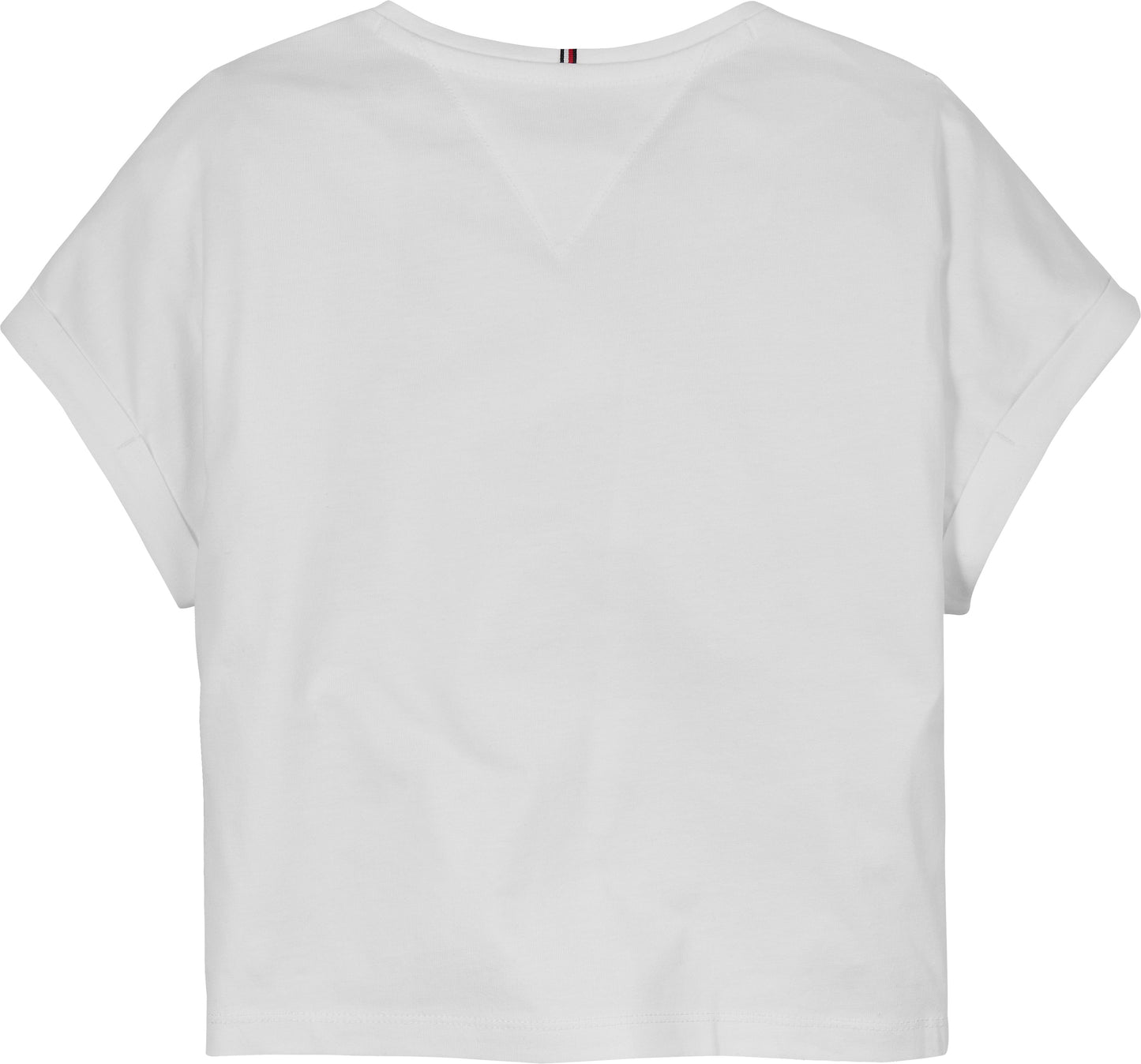 T-shirt relaxed fit da bambina e ragazza con bandiera con logo in paillettes sul davanti KG0KG08525