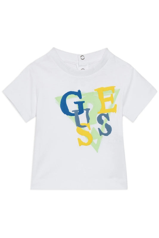 T-shirt girocollo da neonato con stampa maxi logo triangolo fantasia I5GI01K8HM4