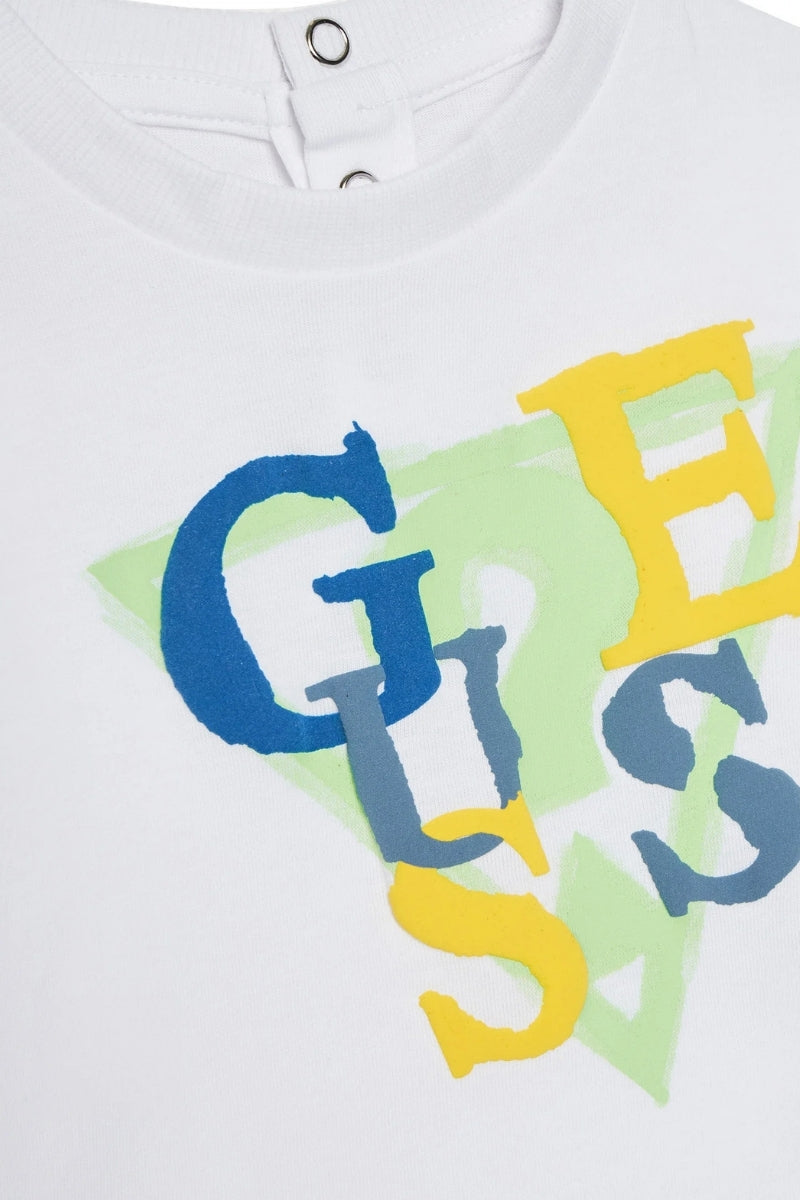T-shirt girocollo da neonato con stampa maxi logo triangolo fantasia I5GI01K8HM4